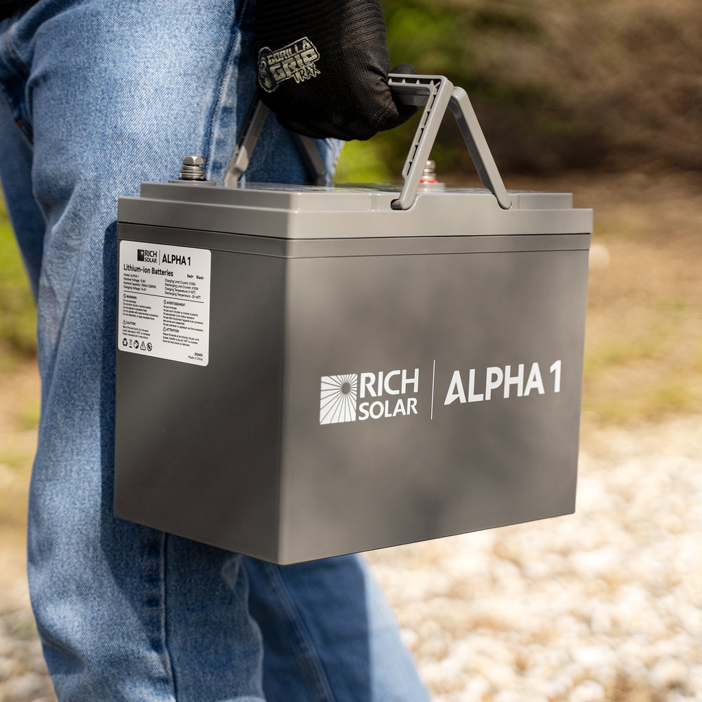 Rich Solar Alpha 1 – 12V 100Ah LiFePO4 Lithium Battery (1280Wh, RV & Off-Grid Ready)