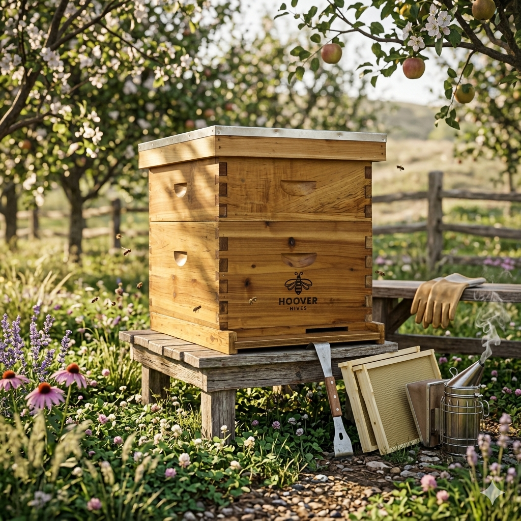 10-Frame Wax-Coated Beehive Kit – (1) Deep & (1) Medium Unassembled | Hoover Hives® Original Beeswax Finish