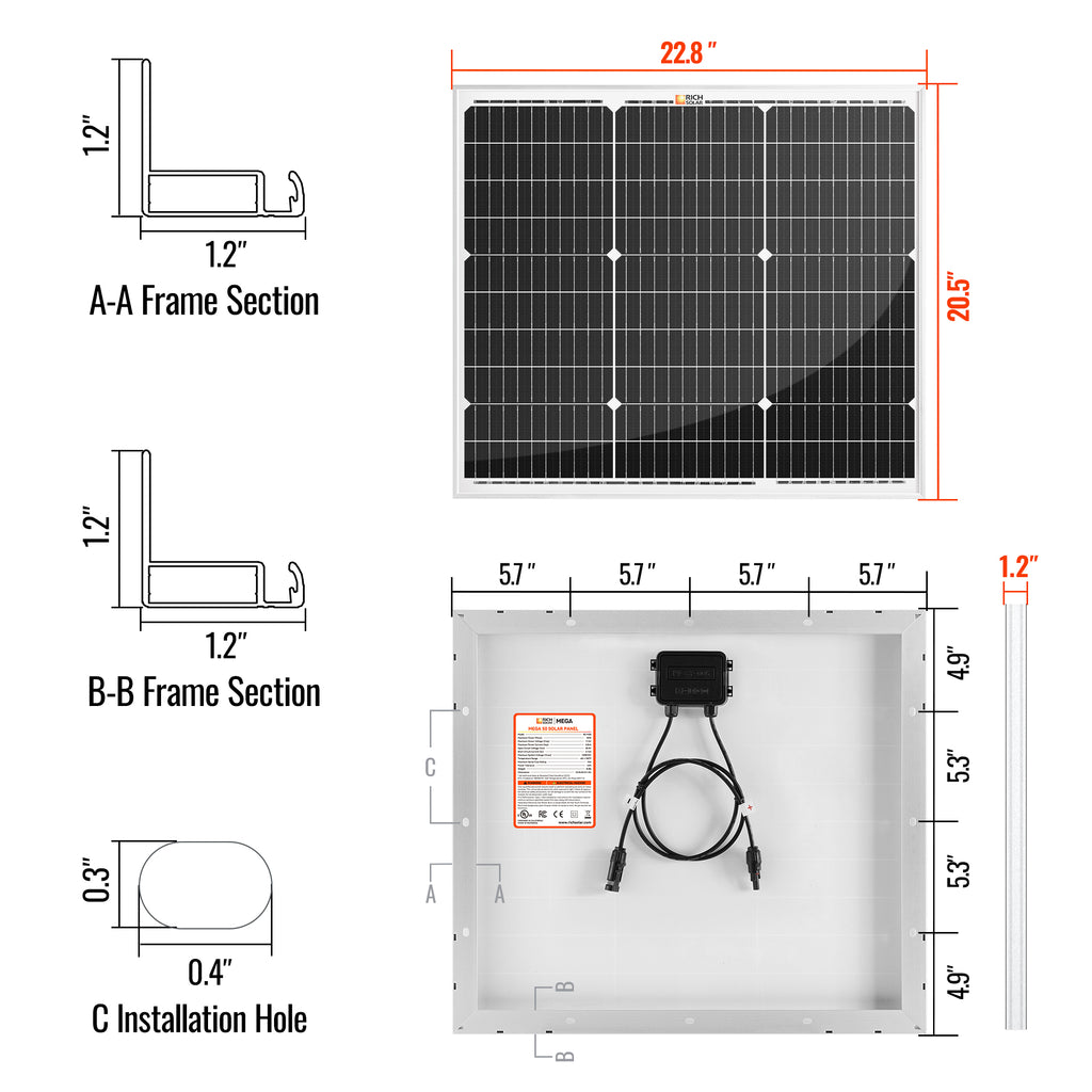 Rich Solar MEGA 50 W 12 V Solar Panel