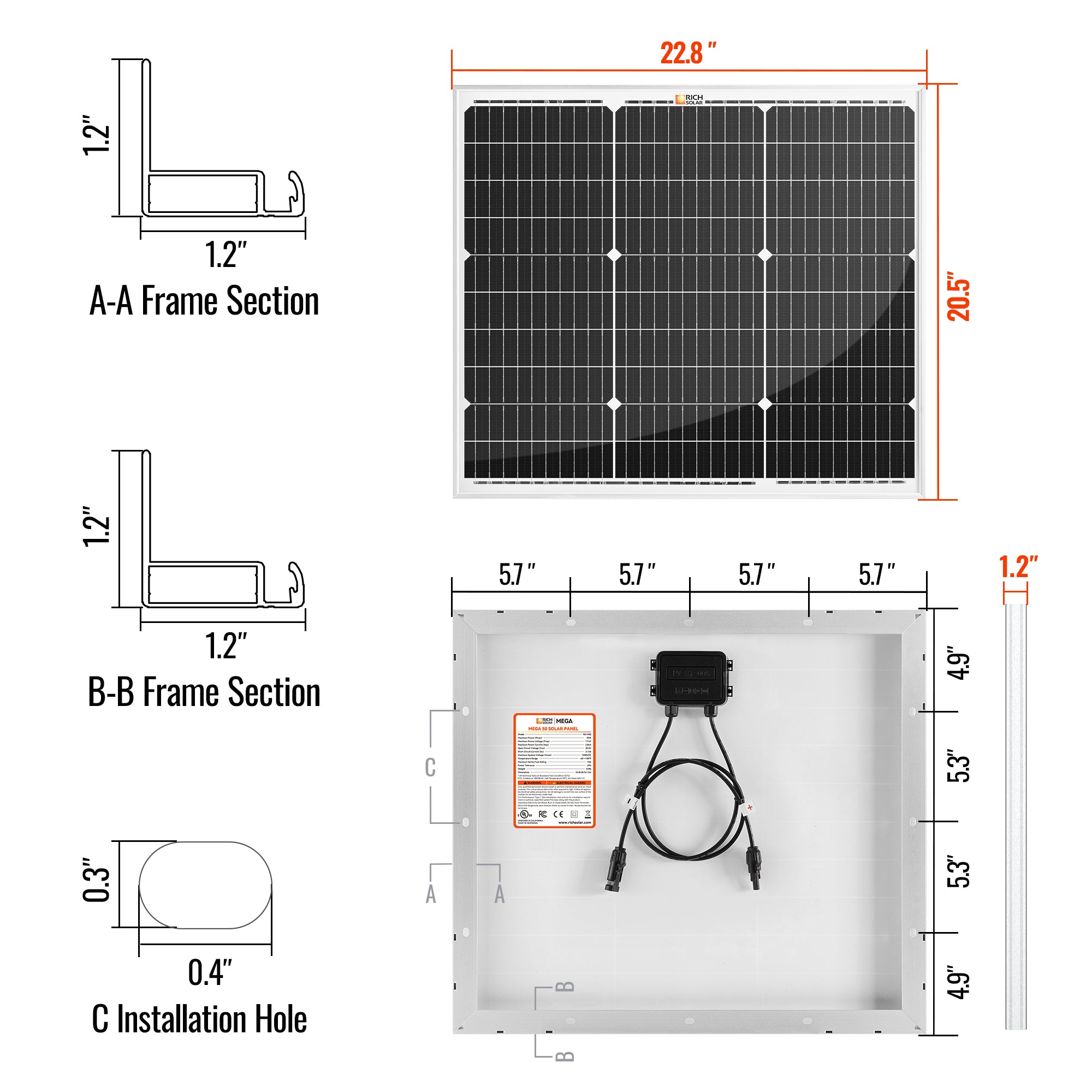 Rich Solar MEGA 50 W 12 V Solar Panel