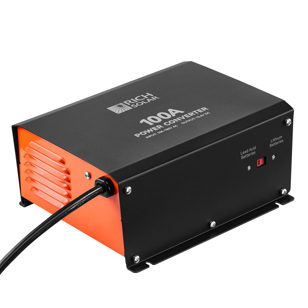Rich Solar 100 Amp Power Converter – 120 V AC to 12 V DC High-Output Battery Charger