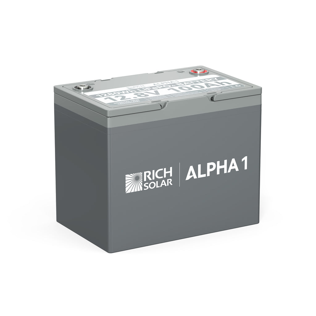 Rich Solar Alpha 1 – 12V 100Ah LiFePO4 Lithium Battery (1280Wh, RV & Off-Grid Ready)