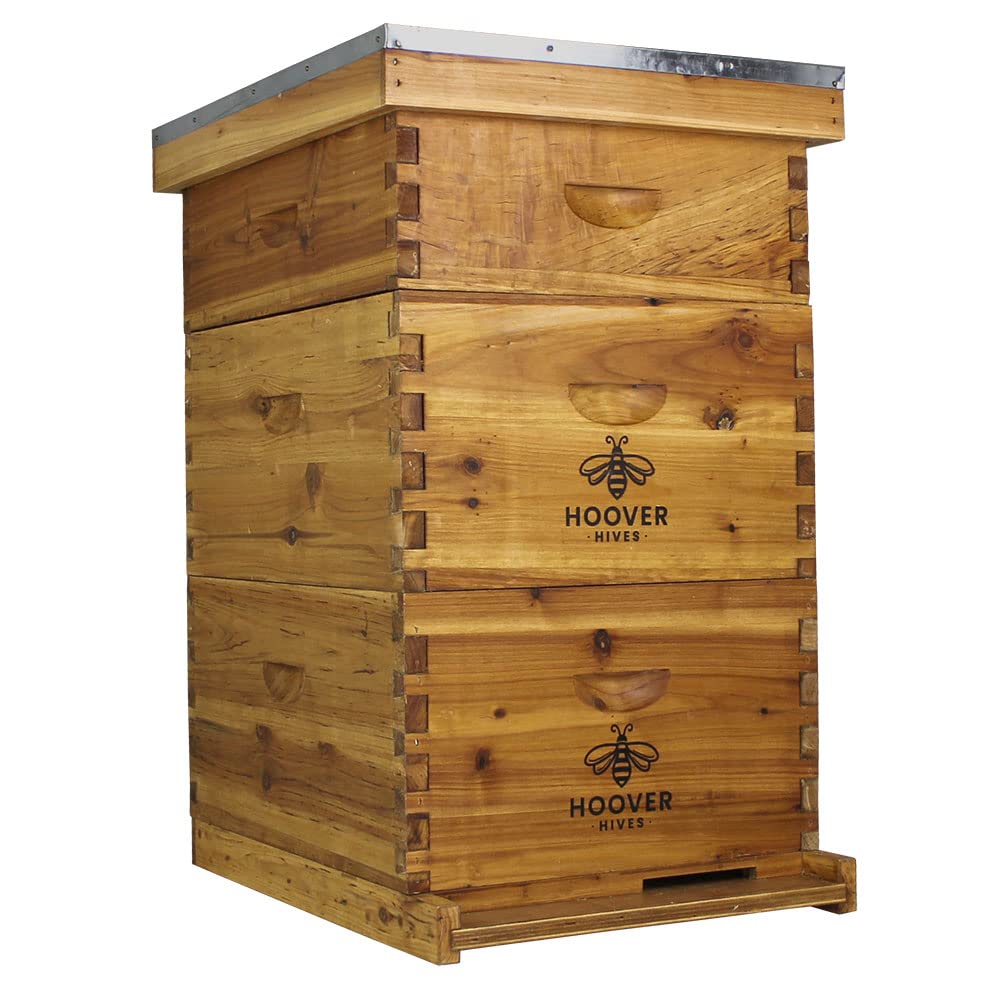 10-Frame Wax-Coated Beehive Kit – (2) Deep & (1) Medium Unassembled | Hoover Hives® Original Beeswax Finish