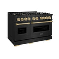 ZLINE 48" Classic Gas Range, Convection Gas Oven Black Stainless Steel, Champagne Bronze CGRBZ-48-CB