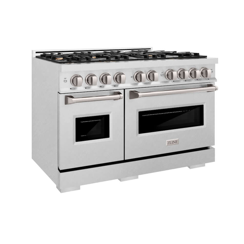 ZLINE 48" Classic Gas Range, Convection Gas Oven DuraSnow® Stainless Steel, Brass Burners CGRS-BR-48
