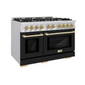 ZLINE 48" Select Gas Range Convection Gas Oven Stainless Steel Black Matte Doors Champagne Bronze HGRZ-BLM-48-CB