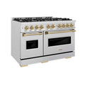 ZLINE 48" Classic Gas Range, Convection Gas Oven DuraSnow® Stainless Steel, Champagne Bronze CGRSZ-48-CB