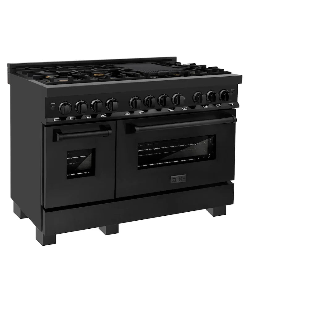 ZLINE 48" Bundle Range RAB-BR-48 & Wall Range Hood BSKBN, 2KP-RABRH48