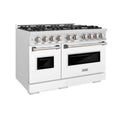 ZLINE 48"Classic Gas Range, Convection Gas Oven, DuraSnow® Stainless Steel, White Matte Door CGRS-WM-48
