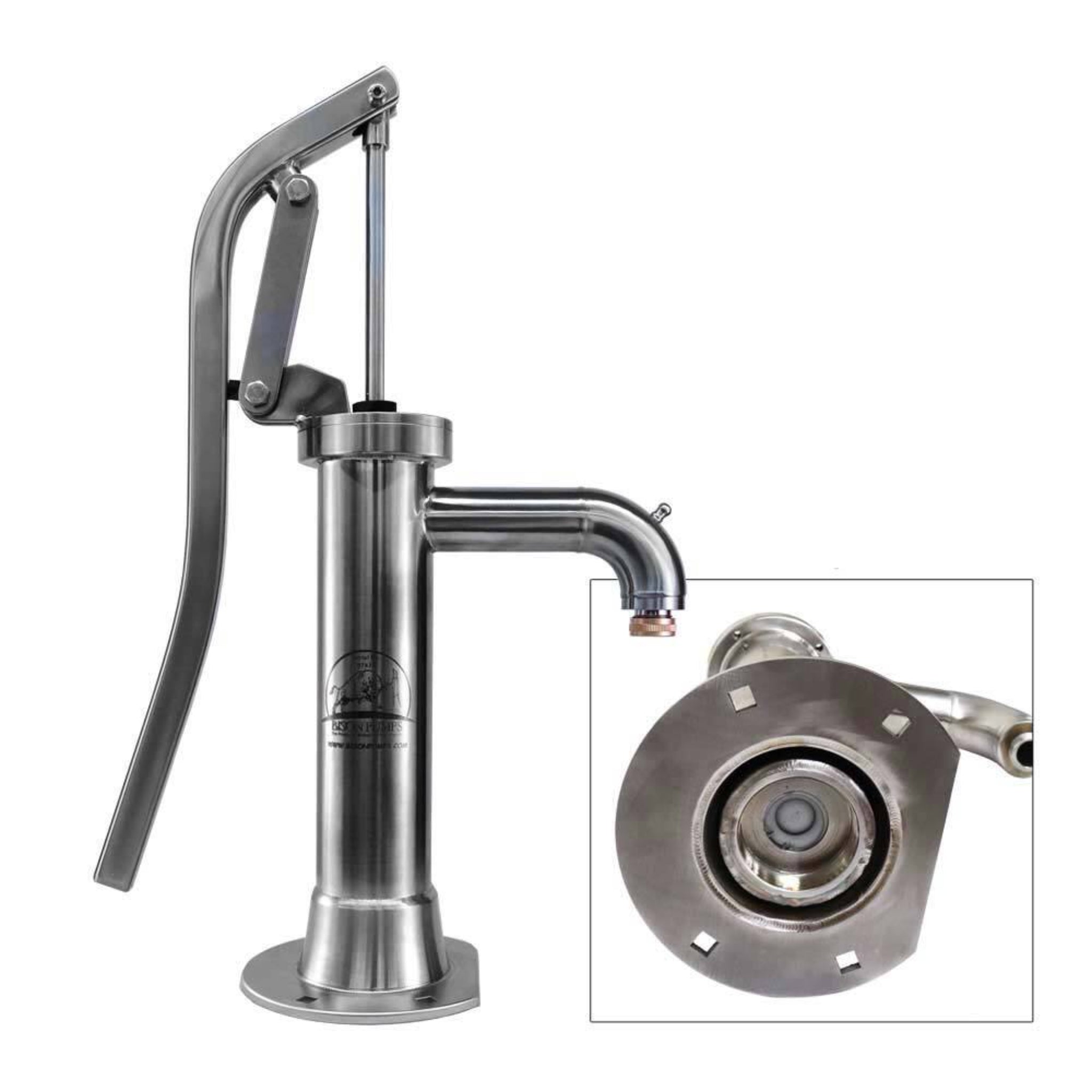 Bison Pumps Model 1900 Stainless Steel Pitcher Pump System — Durable Shallow Well Hand Pump