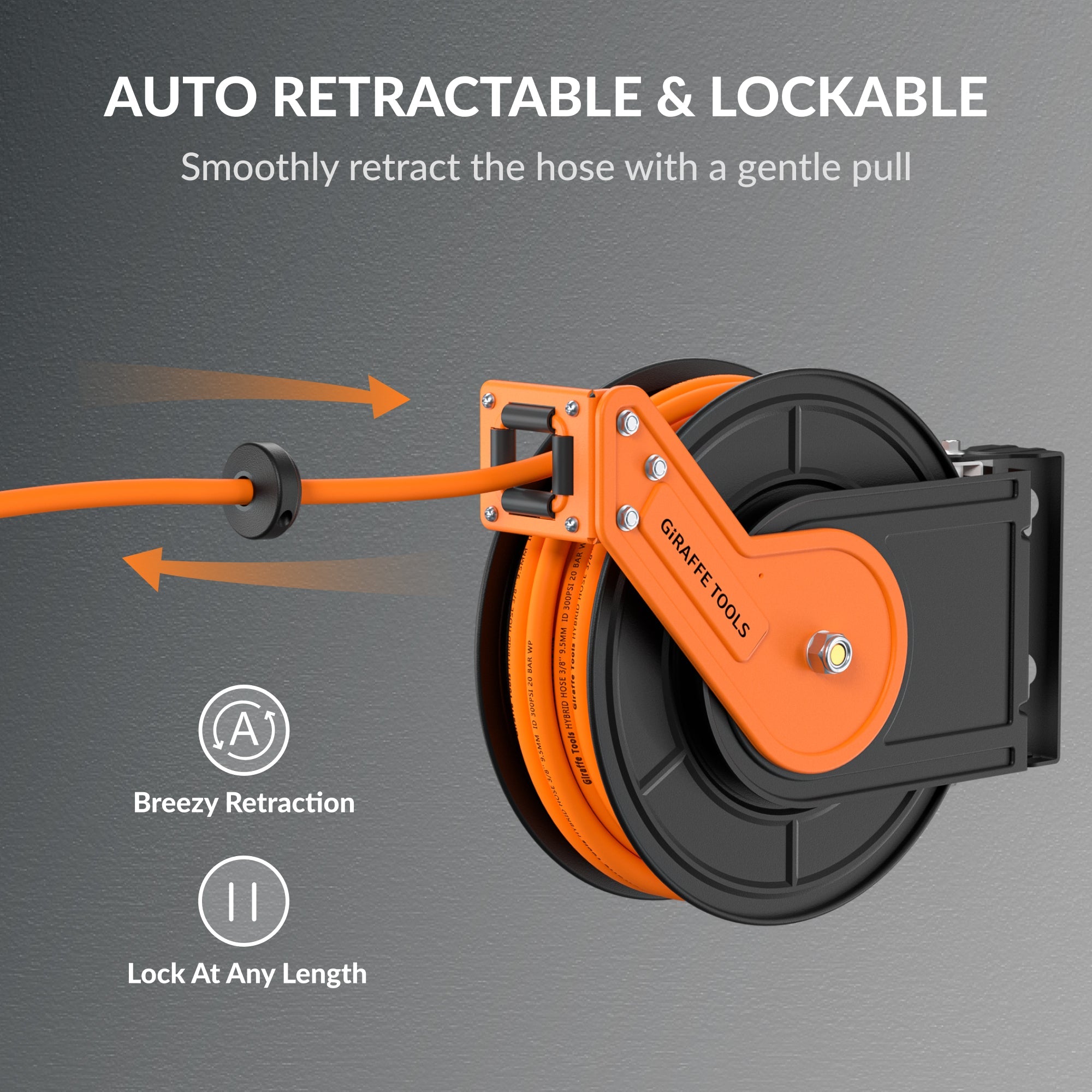 Retractable Air Hose Reel-Alloy Steel Reel-3/8in 25ft-50ft