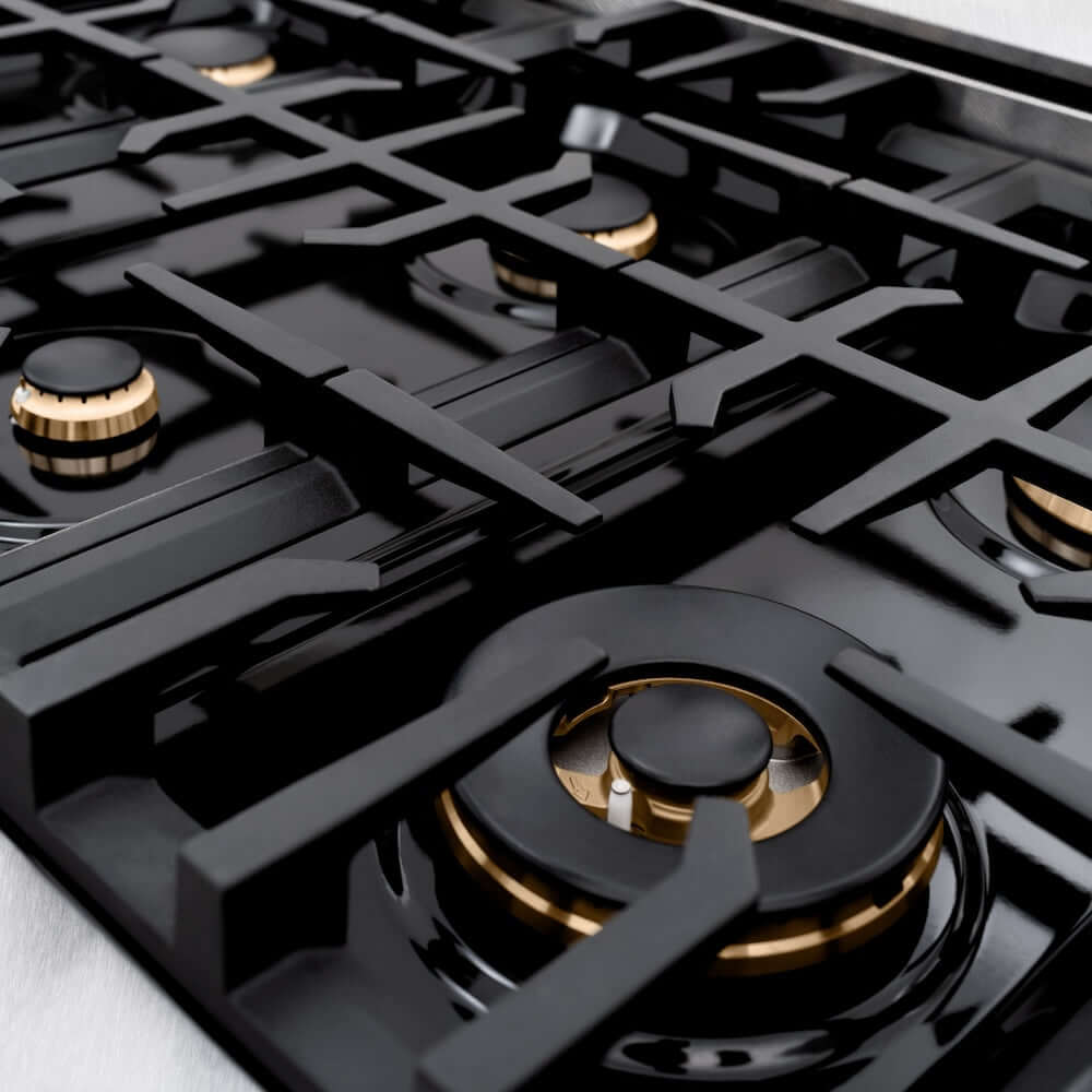 ZLINE 48" Dual Fuel Range, Gas Cooktop, Electric Convection Oven DuraSnow® Stainless Steel, Champagne Bronze CDRSZ-48-CB