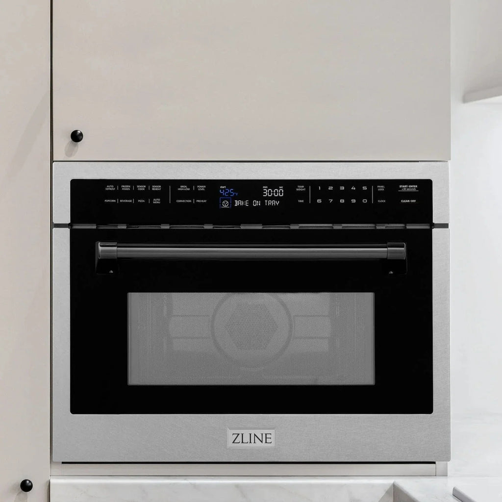ZLINE 24” Convection Microwave, Stainless Steel, Black MWOZ-24-SS-MB
