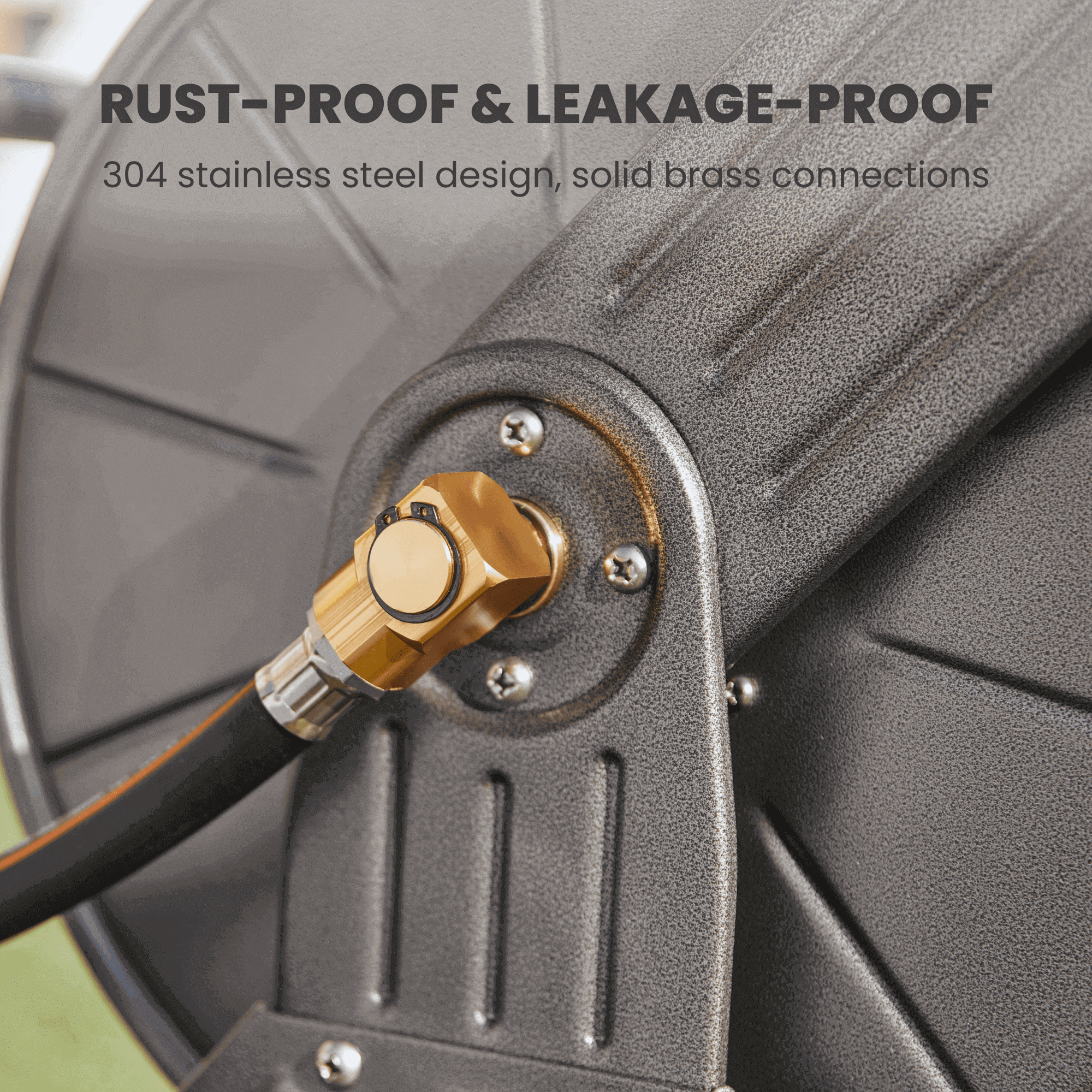 Garden Hose Reel Cart-2 Wheels-Stainless Steel-Heavy Duty