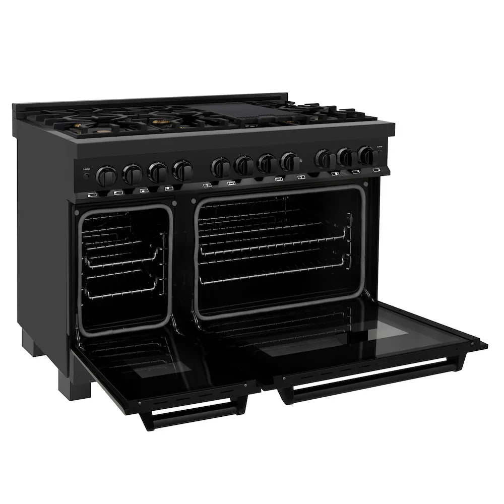 ZLINE 48" Bundle Range RAB-BR-48 & Wall Range Hood BSKBN, 2KP-RABRH48