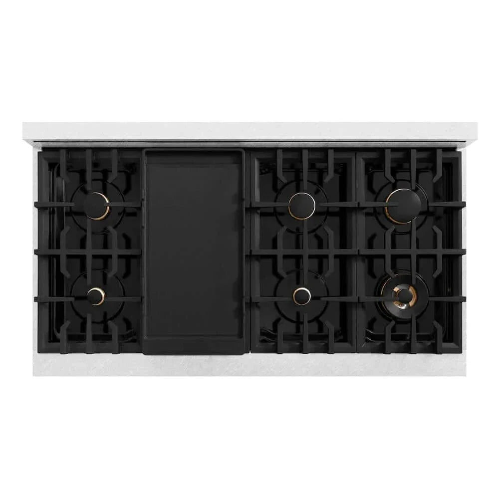 ZLINE 48" Dual Fuel Range, Gas Cooktop, Electric Convection Oven DuraSnow® Stainless Steel, Champagne Bronze CDRSZ-48-CB