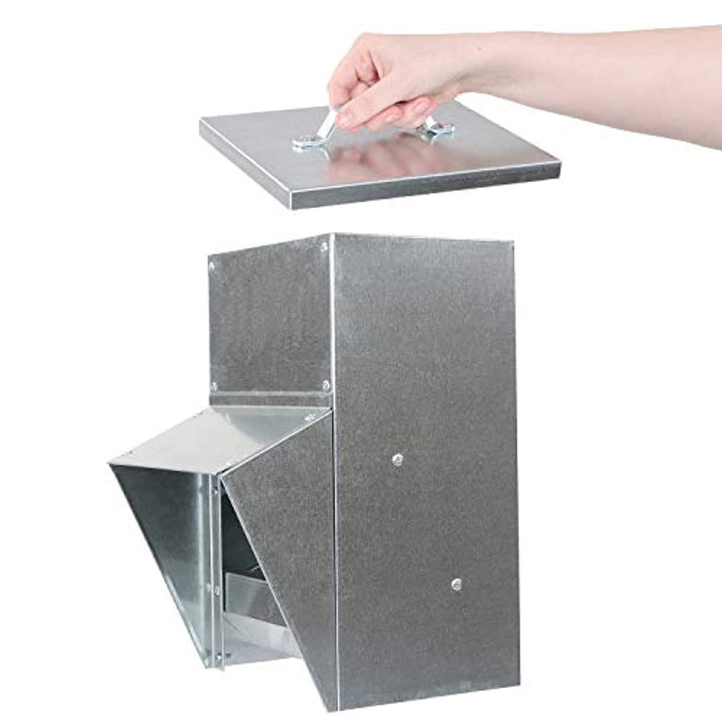Grandpa's Feeders  Galvanized Chicken Feeder - Rat Proof Poultry Feeder with Lid Weatherproof Outdoor Coop Food Dispenser