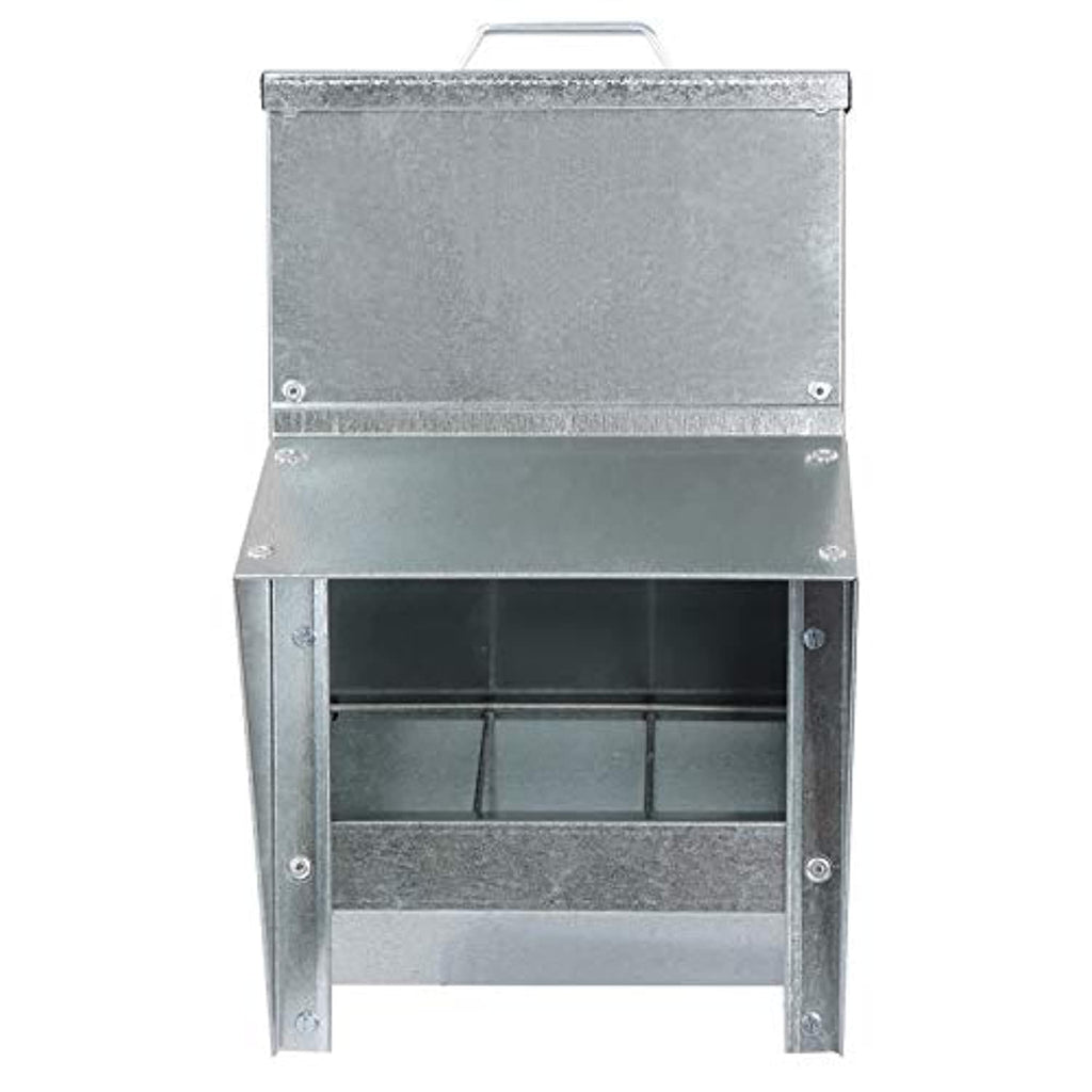 Grandpa's Feeders  Galvanized Chicken Feeder - Rat Proof Poultry Feeder with Lid Weatherproof Outdoor Coop Food Dispenser
