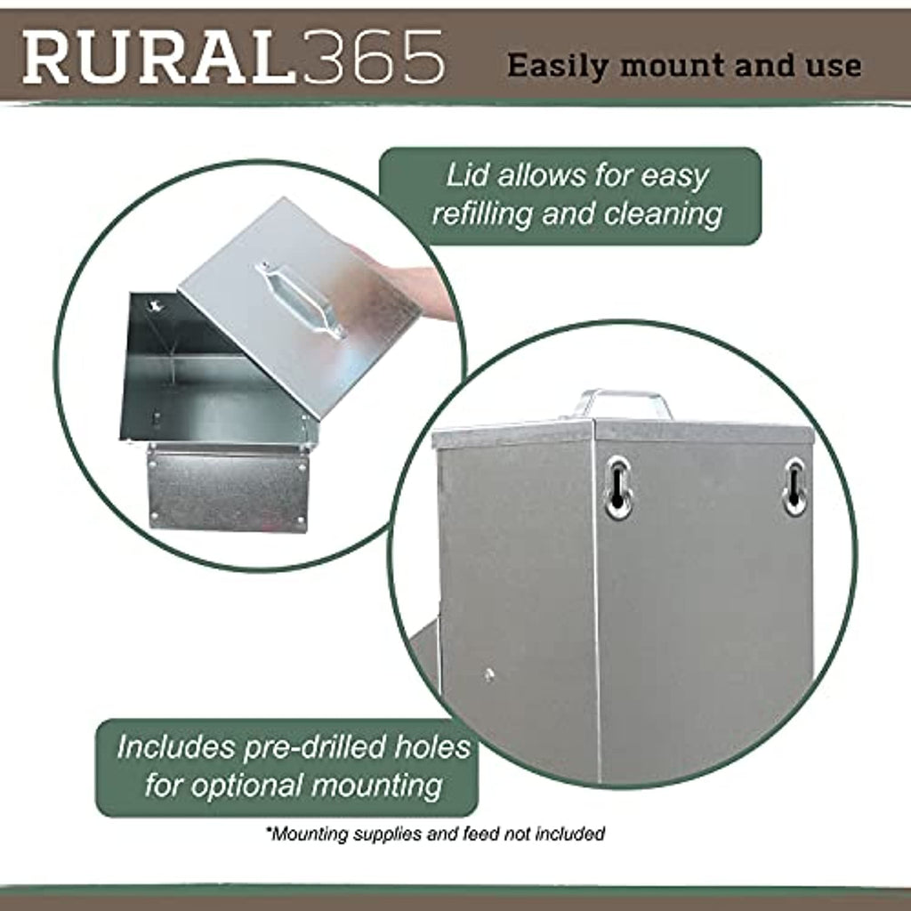Grandpa's Feeders  Galvanized Chicken Feeder - Rat Proof Poultry Feeder with Lid Weatherproof Outdoor Coop Food Dispenser