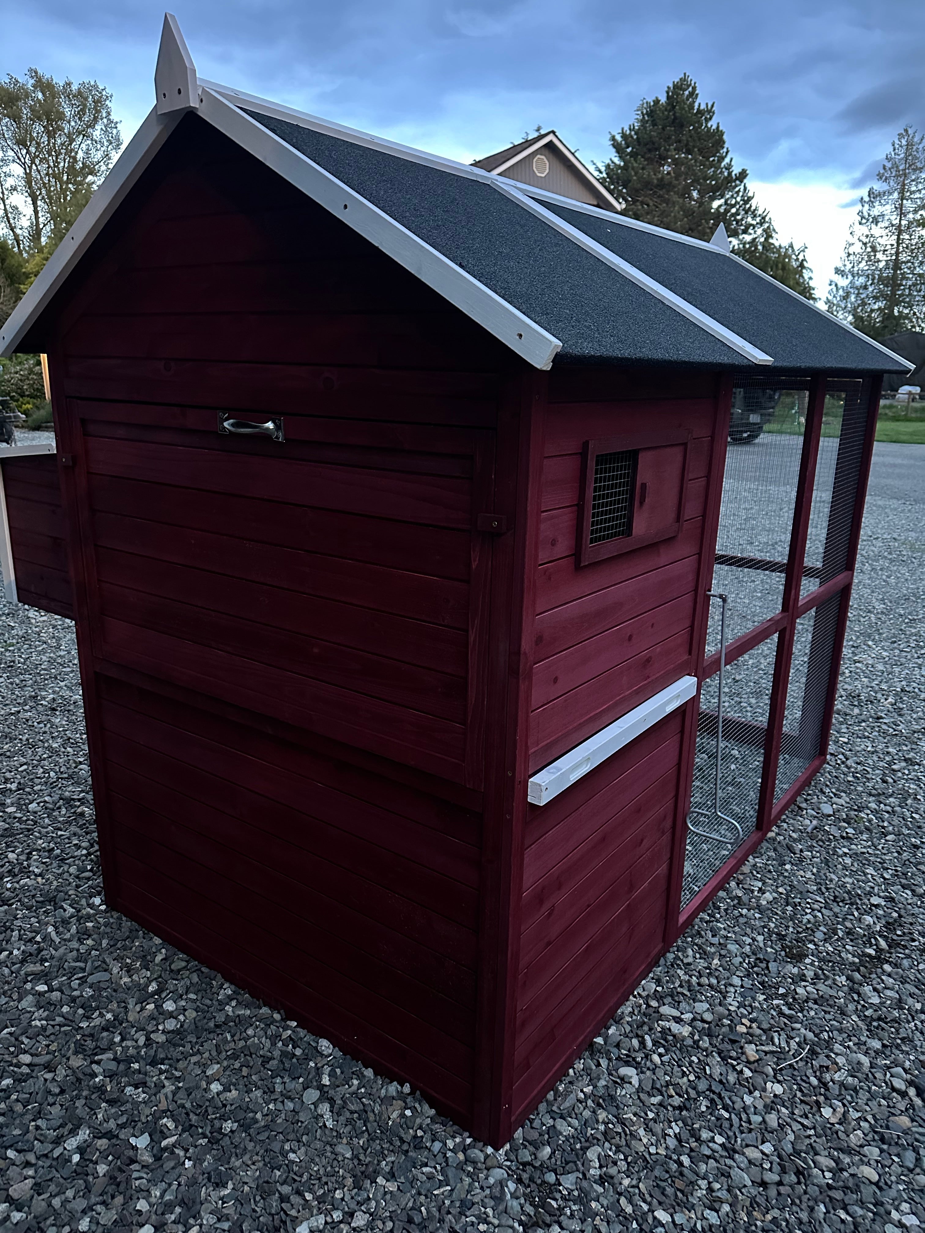 NEW FarmHouse Coop.  Both Stain colors in stock, BARN RED Limited Run!