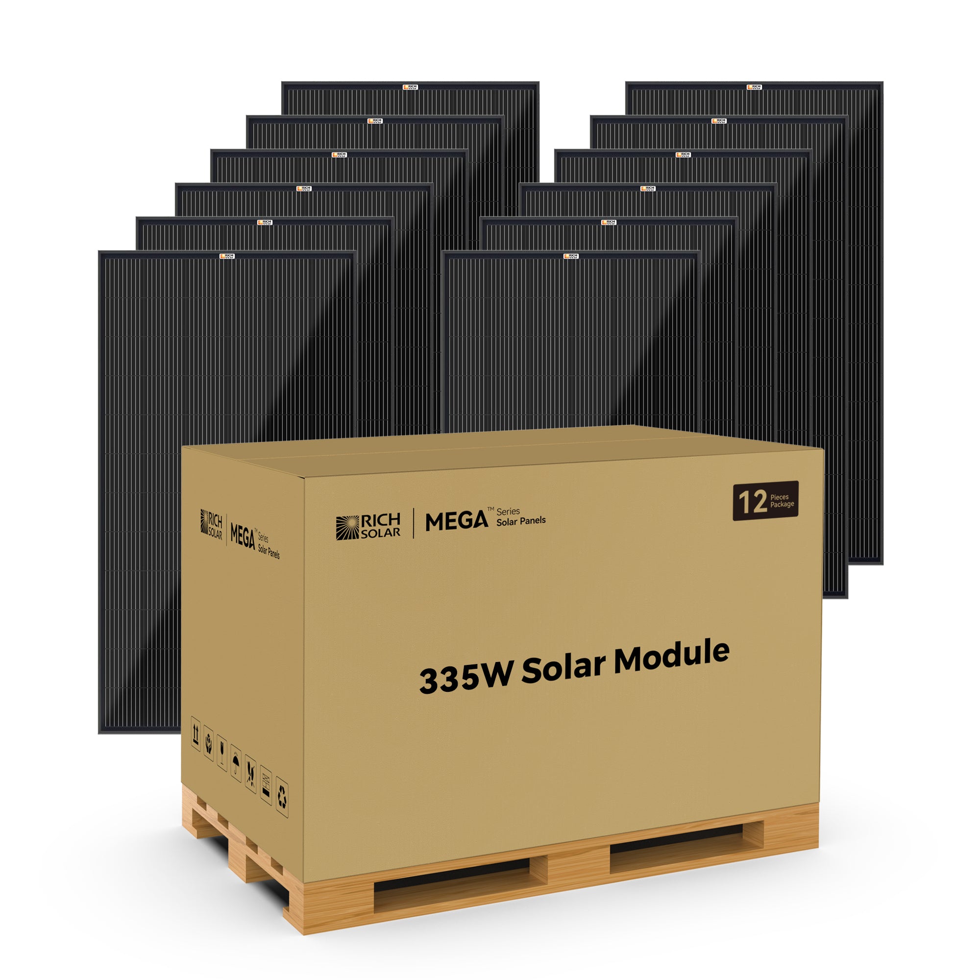 Rich Solar MEGA 335W 24V Solar Panel — 12-Panel Bundle (4.02 kW Total Output)