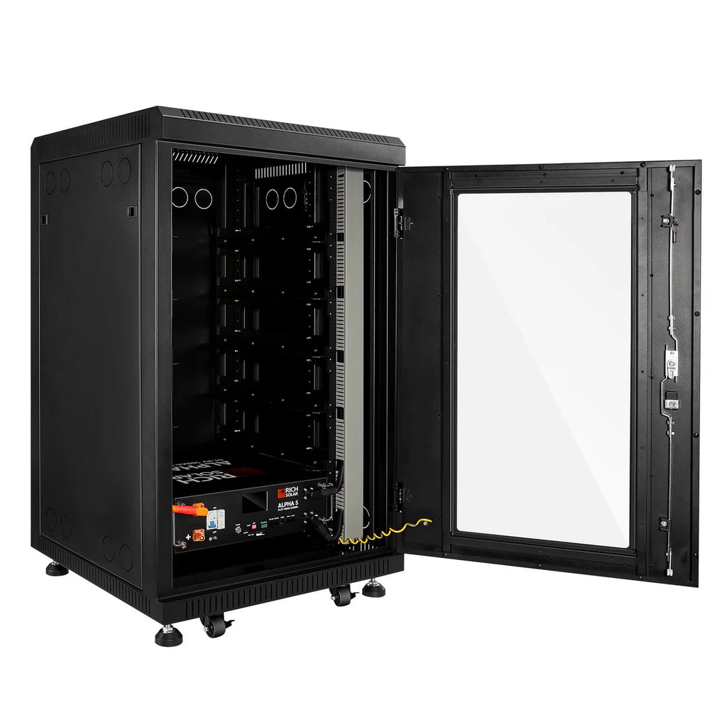 Rich Solar NOVA 12K Hybrid Solar Kit – 12 kW Split-Phase Inverter with 61.44 kWh LiFePO₄ Server Battery System