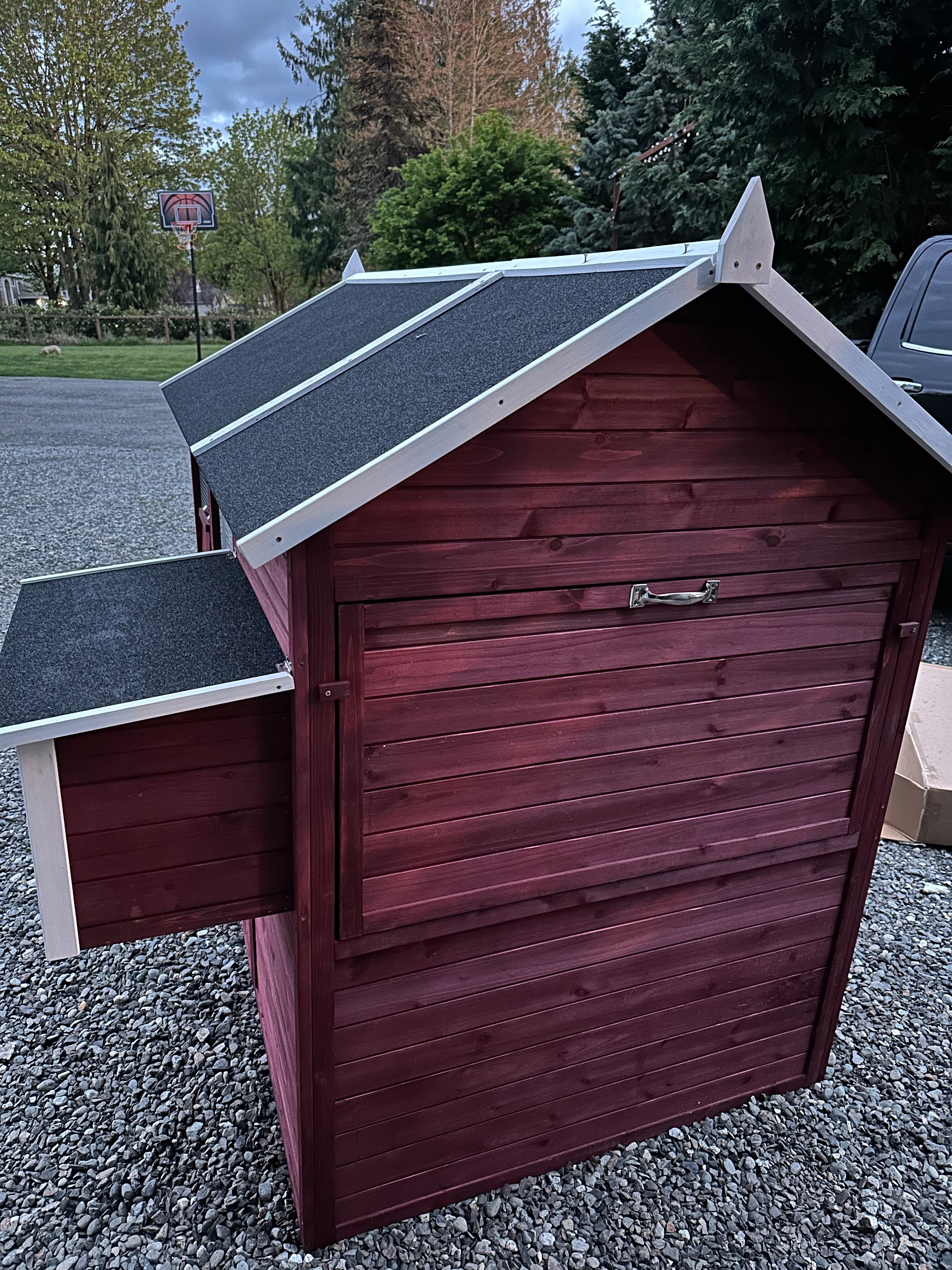 NEW FarmHouse Coop.  Both Stain colors in stock, BARN RED Limited Run!