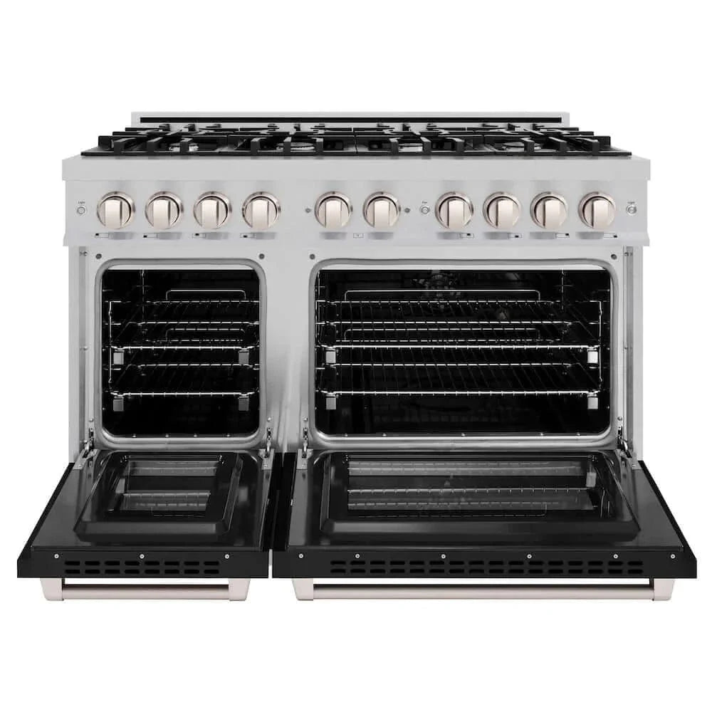ZLINE 48" Select Gas Range Gas Convection Gas Oven Stainless Steel Black Matte Door HGR-BLM-48