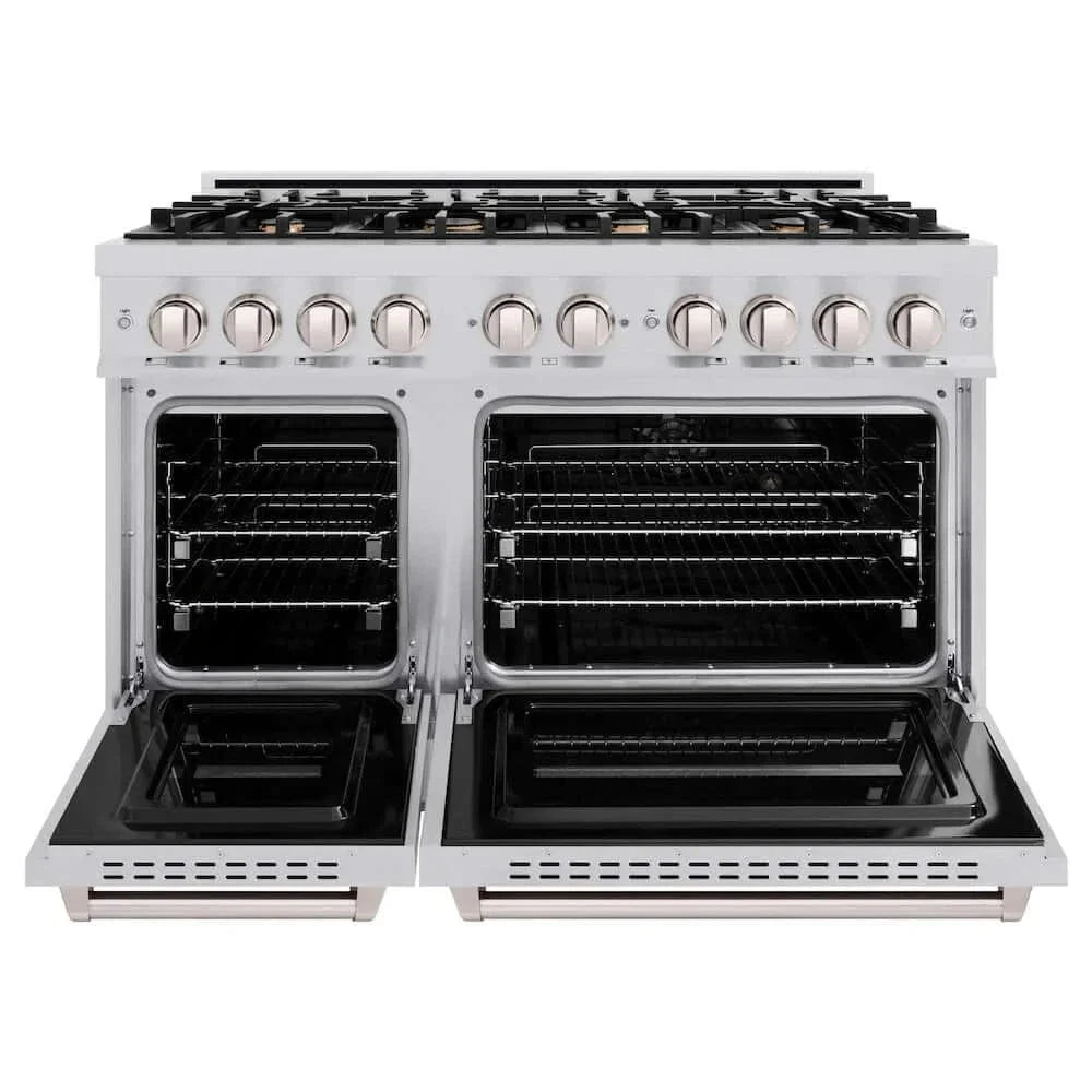 ZLINE 48"Classic Double Oven Gas Range, Stainless Steel, Brass Burners, CGR-BR-48