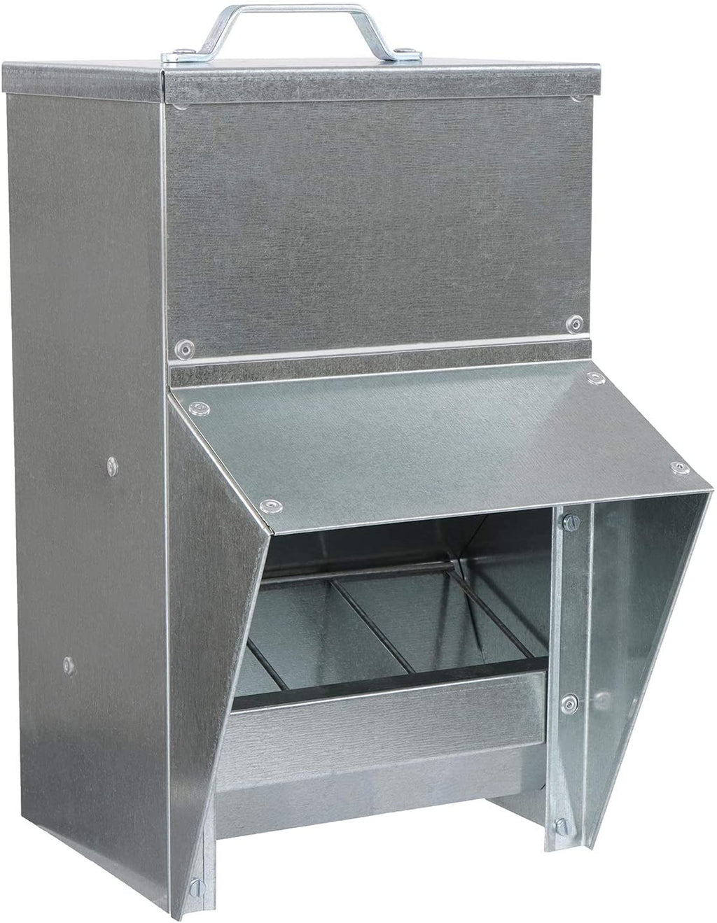 Grandpa's Feeders  Galvanized Chicken Feeder - Rat Proof Poultry Feeder with Lid Weatherproof Outdoor Coop Food Dispenser