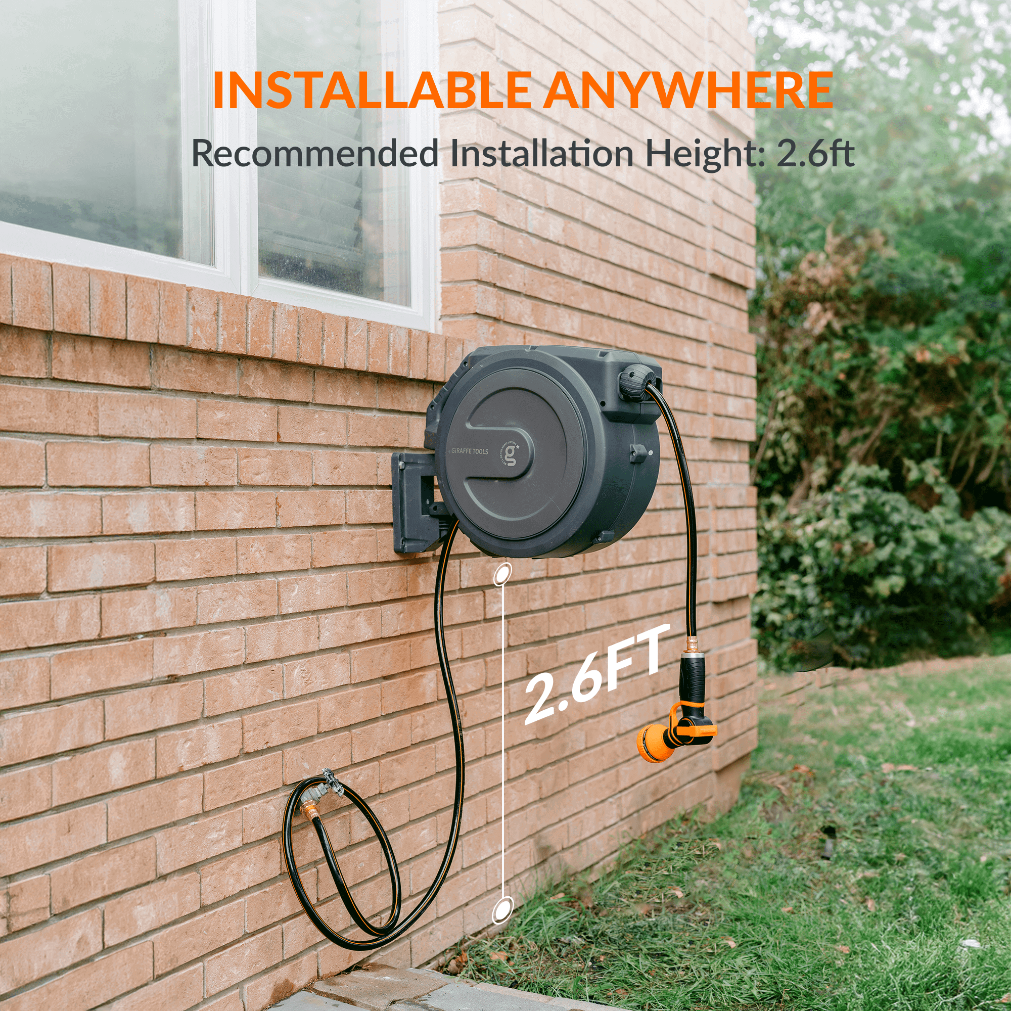 Retractable Garden Hose Reel-1/2in-130ft