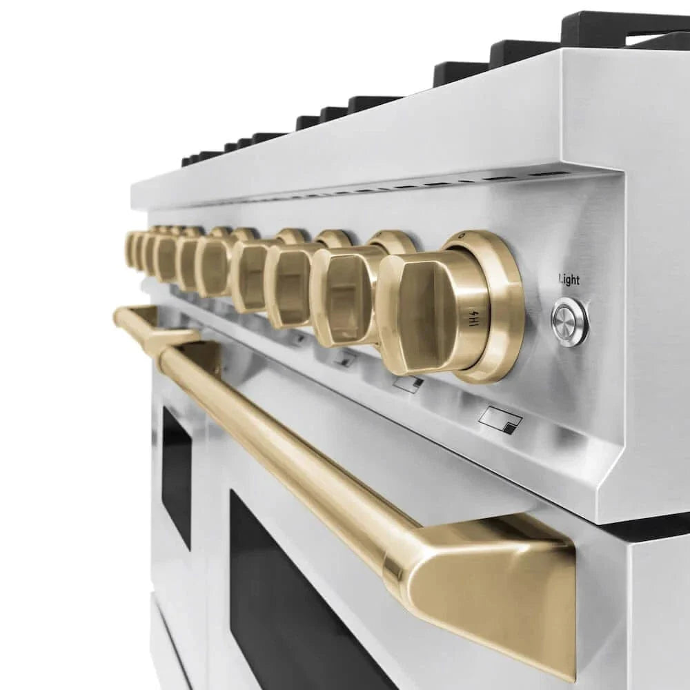 ZLINE 48" Classic Gas Range, Convection Gas Oven Stainless Steel, Champagne Bronze CGRZ-48-CB