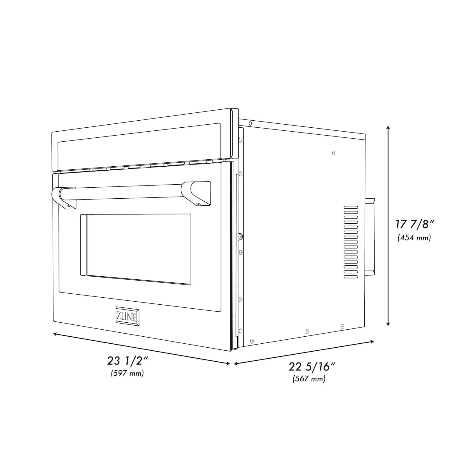 ZLINE 24” Convection Microwave, Stainless Steel, Black MWOZ-24-SS-MB