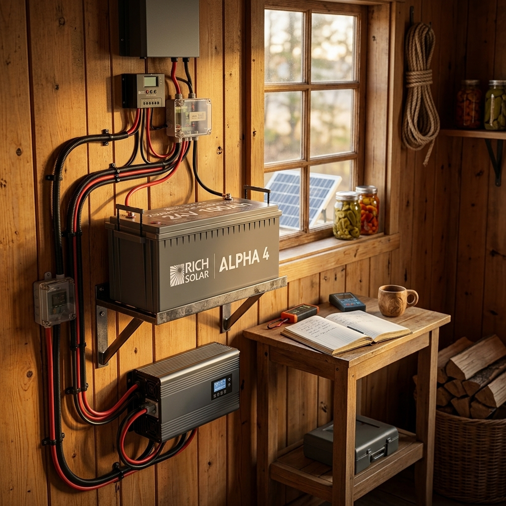 RICH SOLAR ALPHA 4 | 24V 100Ah LiFePO4 Battery | Powerful 24V Lithium Battery for RVs, Trailers, Vans, Boats, Off-Grid | 5,000 Lifetime Cycles | Bluetooth and Internal Heat Technology