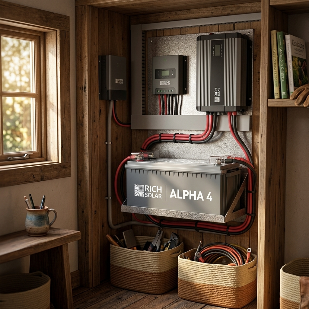 RICH SOLAR ALPHA 4 | 24V 100Ah LiFePO4 Battery | Powerful 24V Lithium Battery for RVs, Trailers, Vans, Boats, Off-Grid | 5,000 Lifetime Cycles | Bluetooth and Internal Heat Technology