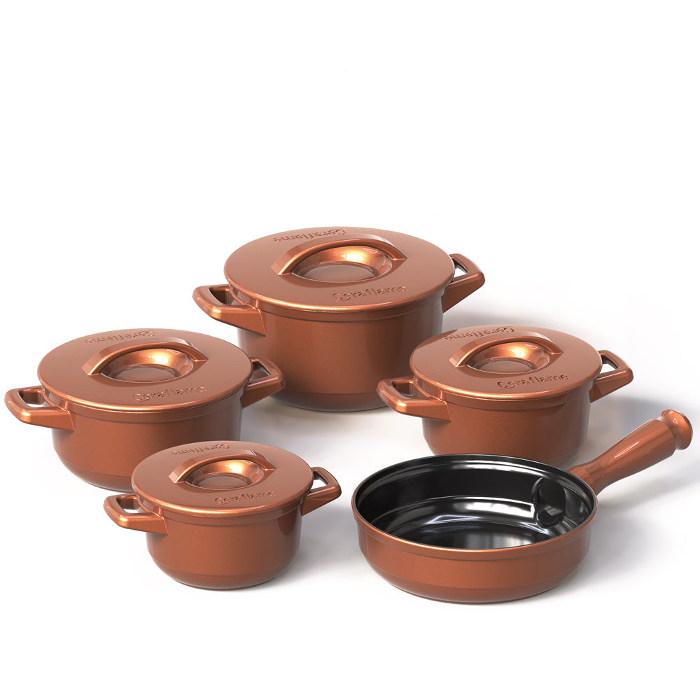 Duo 9 Piece Ceramic Cookware  Set - Ceramic Lid