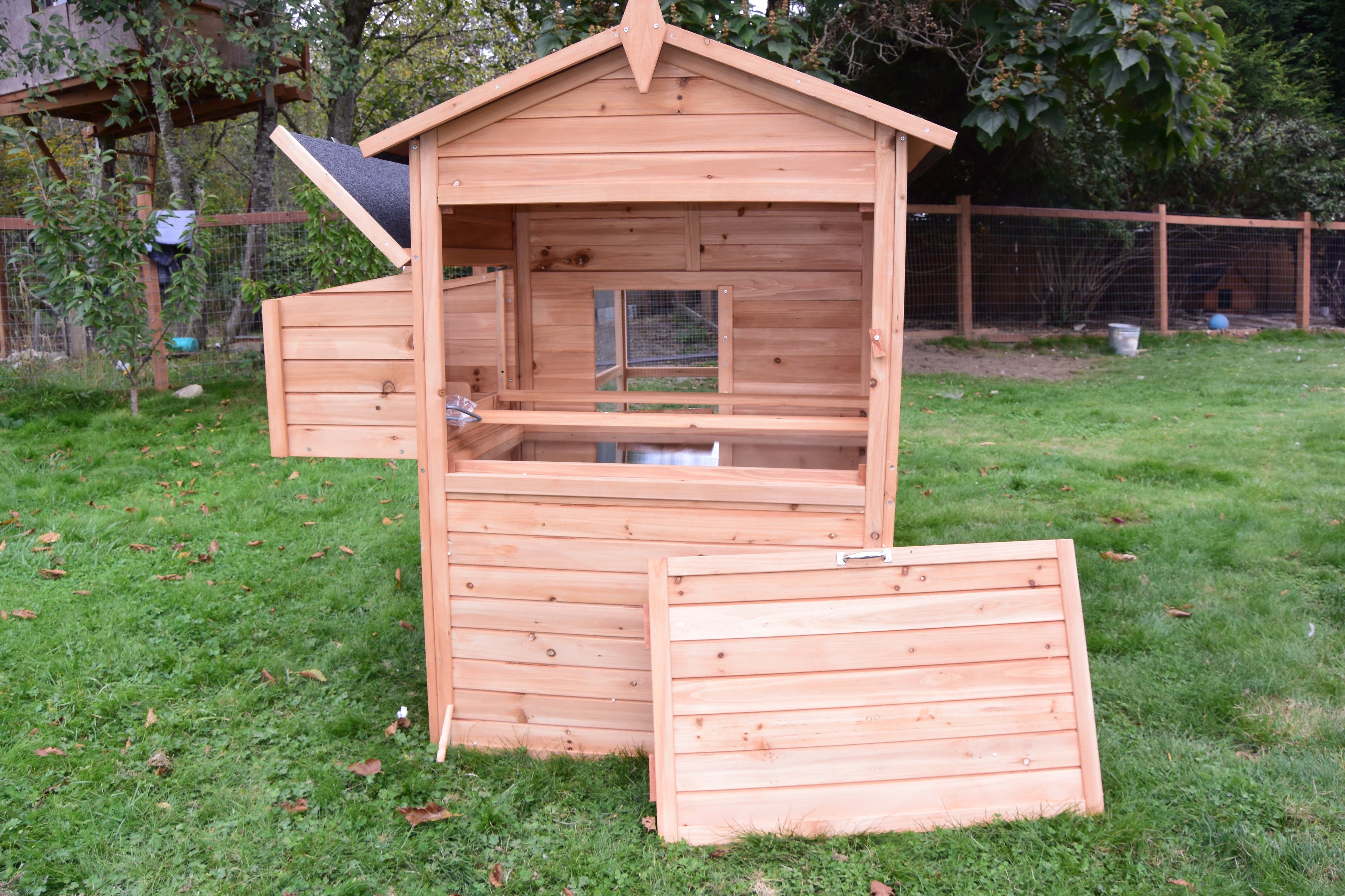 NEW FarmHouse Coop.  Both Stain colors in stock, BARN RED Limited Run!