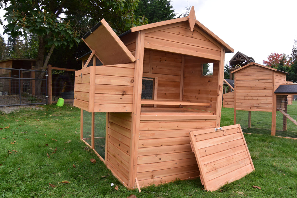 NEW FarmHouse Coop.  Both Stain colors in stock, BARN RED Limited Run!