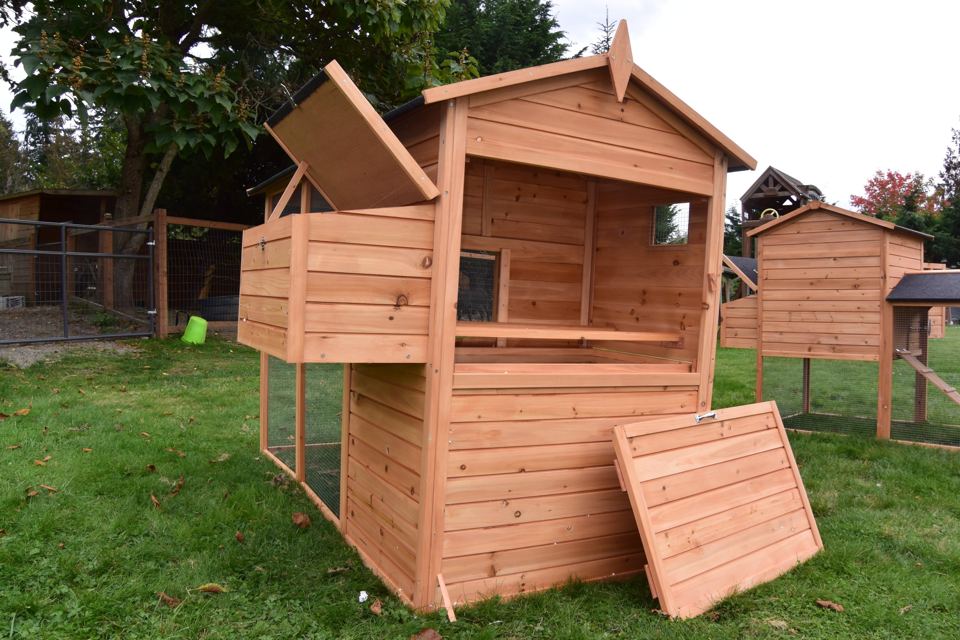 NEW FarmHouse Coop.  Both Stain colors in stock, BARN RED Limited Run!