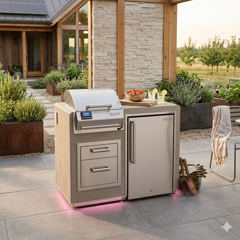 Fire Magic Electric Grill Island Bundle with Refrigerator