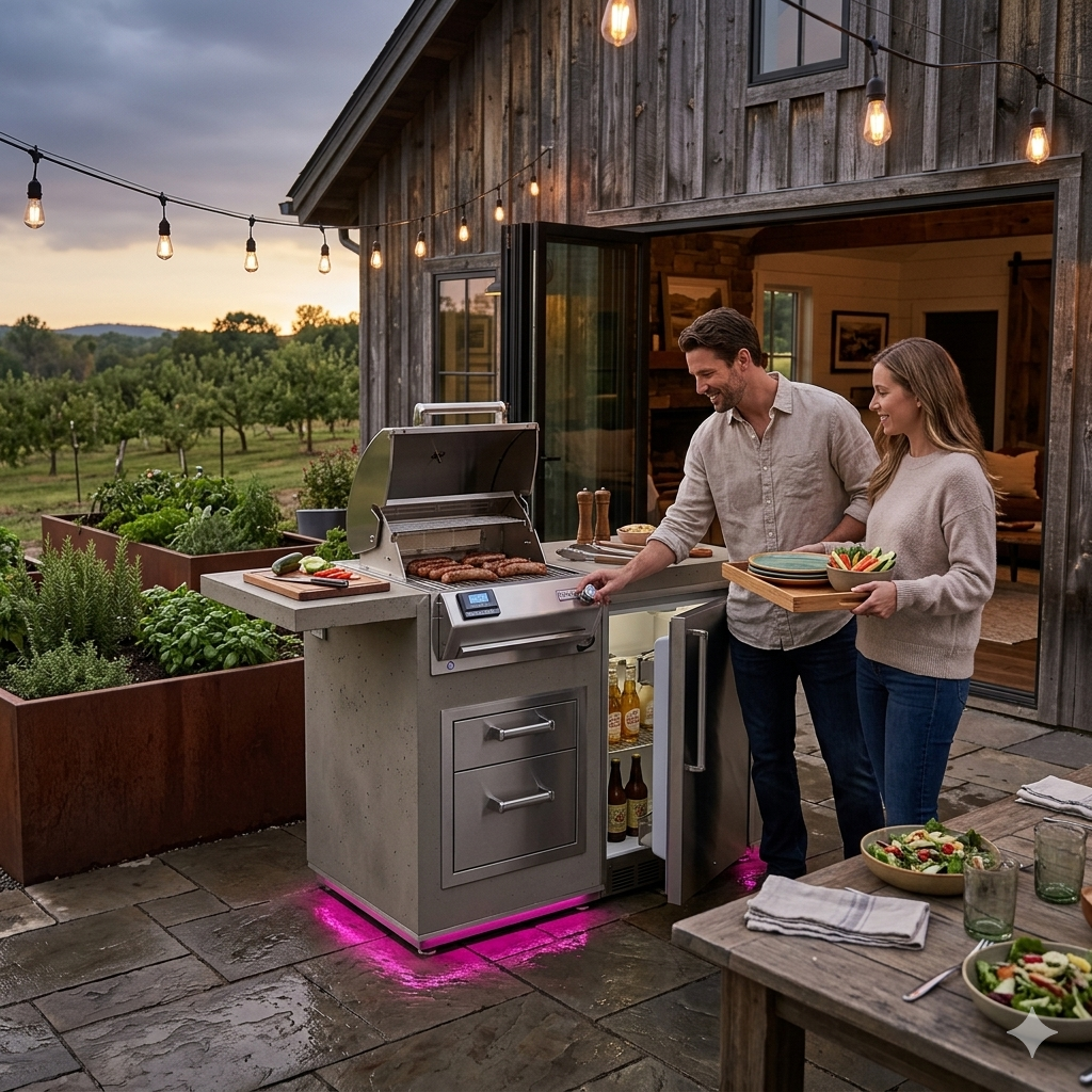 Fire Magic Electric Grill Island Bundle with Refrigerator