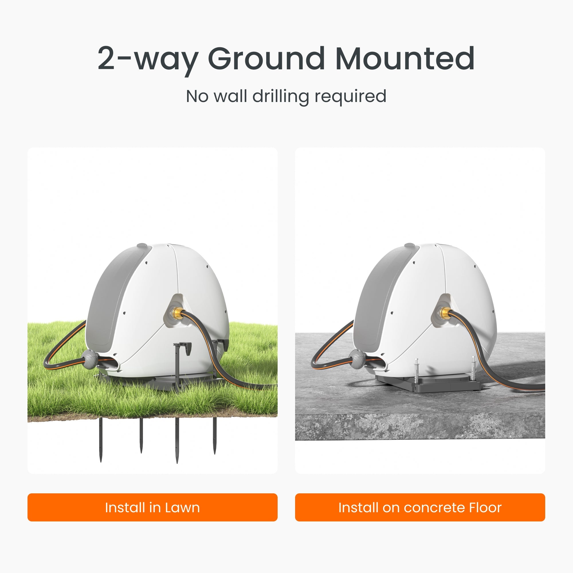 Ground-Mounted Retractable Hose Reel 82ft-130ft