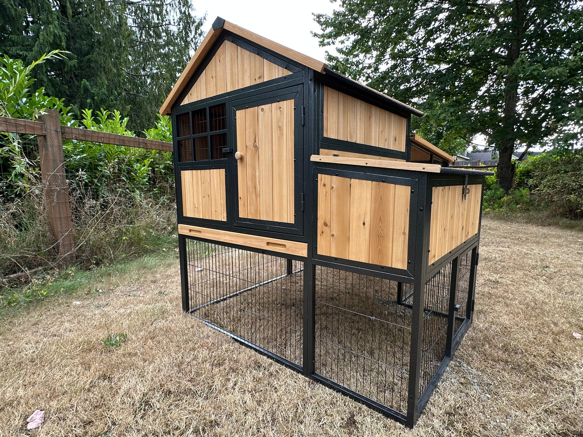 NEW-METAL Cottage coop made with metal frame. New and predator proof
