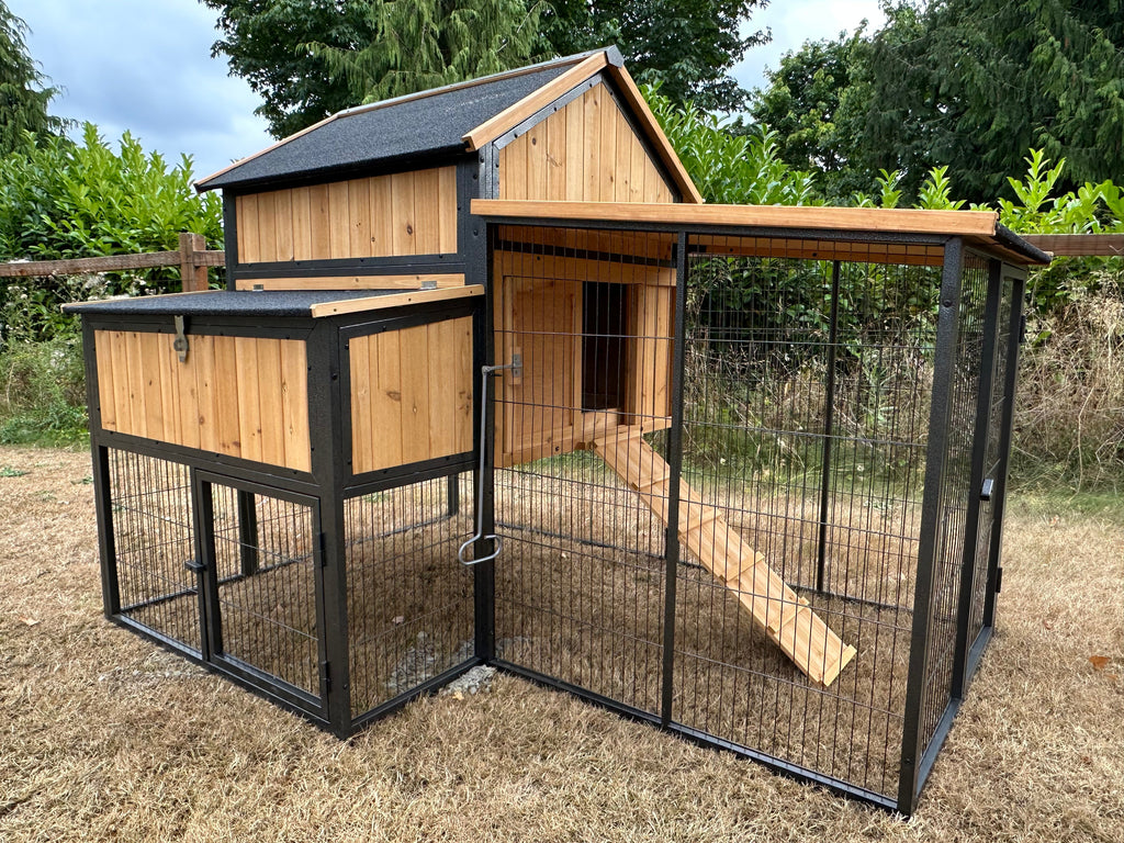 NEW-METAL Cottage coop made with metal frame. New and predator proof