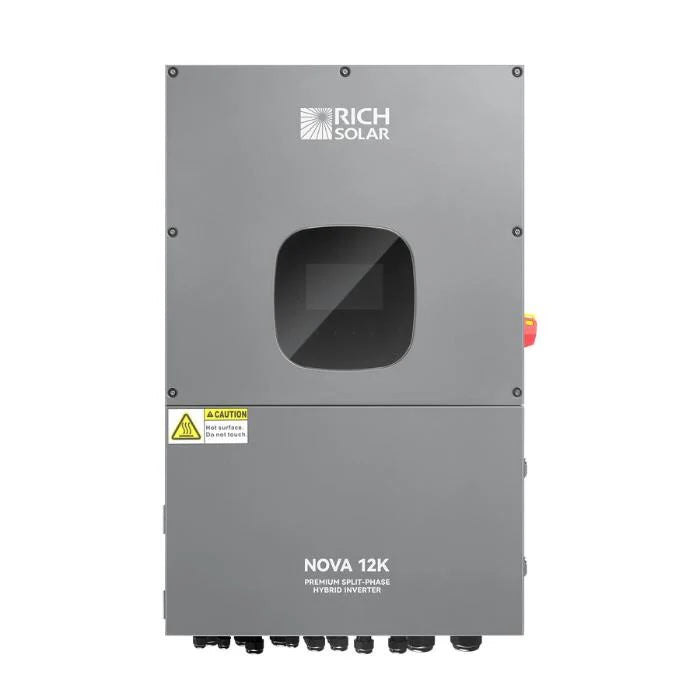 Rich Solar NOVA 12K Hybrid Solar Kit – 12 kW Split-Phase Inverter with 61.44 kWh LiFePO₄ Server Battery System