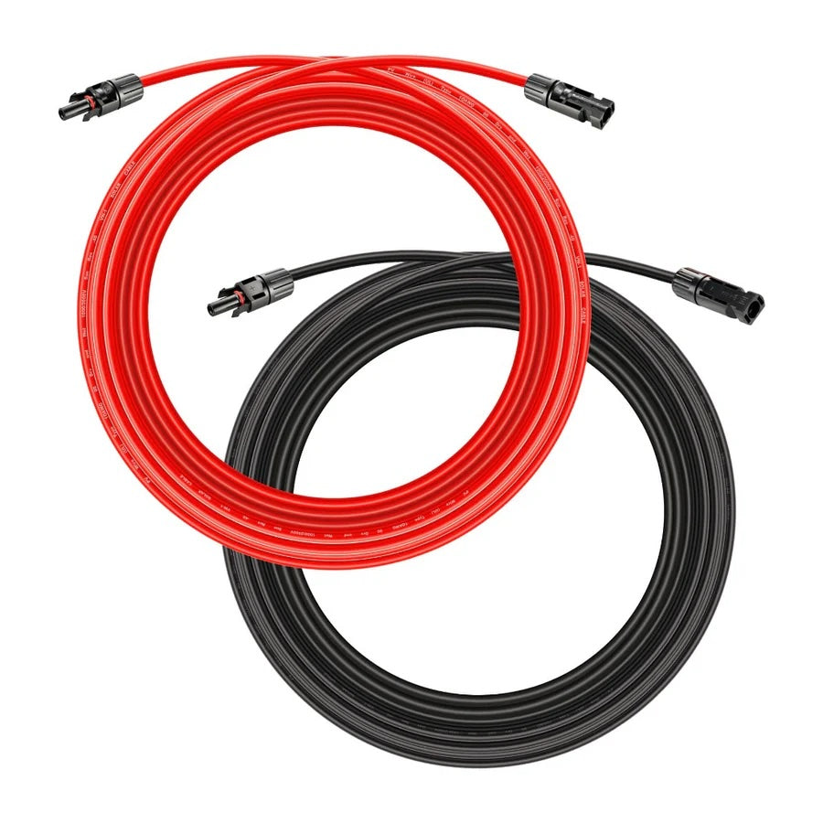 RICH SOLAR 10 Gauge Solar Panel Extension Cable with Male and Female Solar Connector Ends | Pair of 10AWG Red and Black Extension Wire with Connectors on Both Ends | Choose Cable Length: 10ft, 15ft, 20ft, 30ft, 50ft, 75ft, 100ft