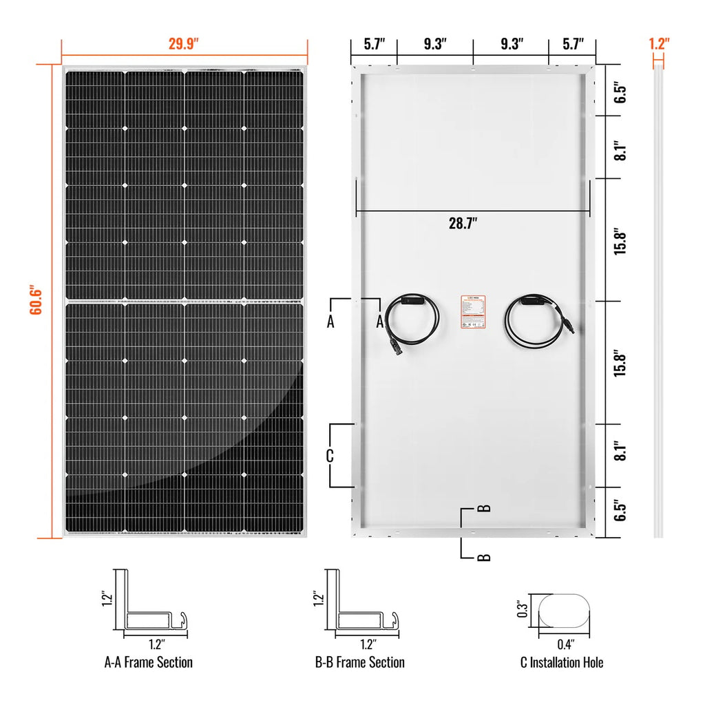 RICH SOLAR MEGA 250 PRO | 250 Watt 24 Volt Solar Panel | Premium 24V Off-Grid Solar Panel for Campers, Tiny Homes, Cabins | 25-Year Output Warranty