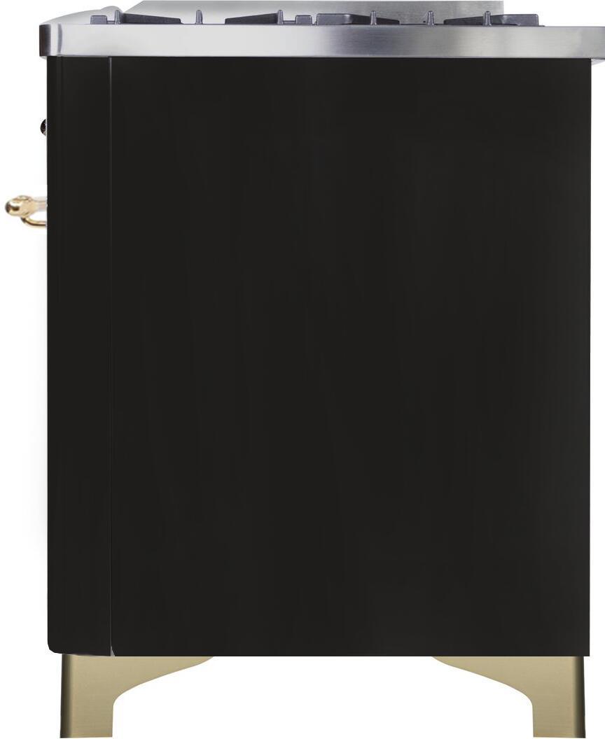 ILVE Majestic II 48" Dual Fuel Range Liquid Propane, Glossy Black, UM12FDNS3BKGLP