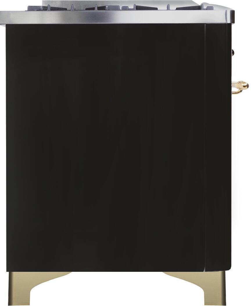 ILVE Majestic II 48" Dual Fuel Range Liquid Propane, Glossy Black, UM12FDNS3BKGLP