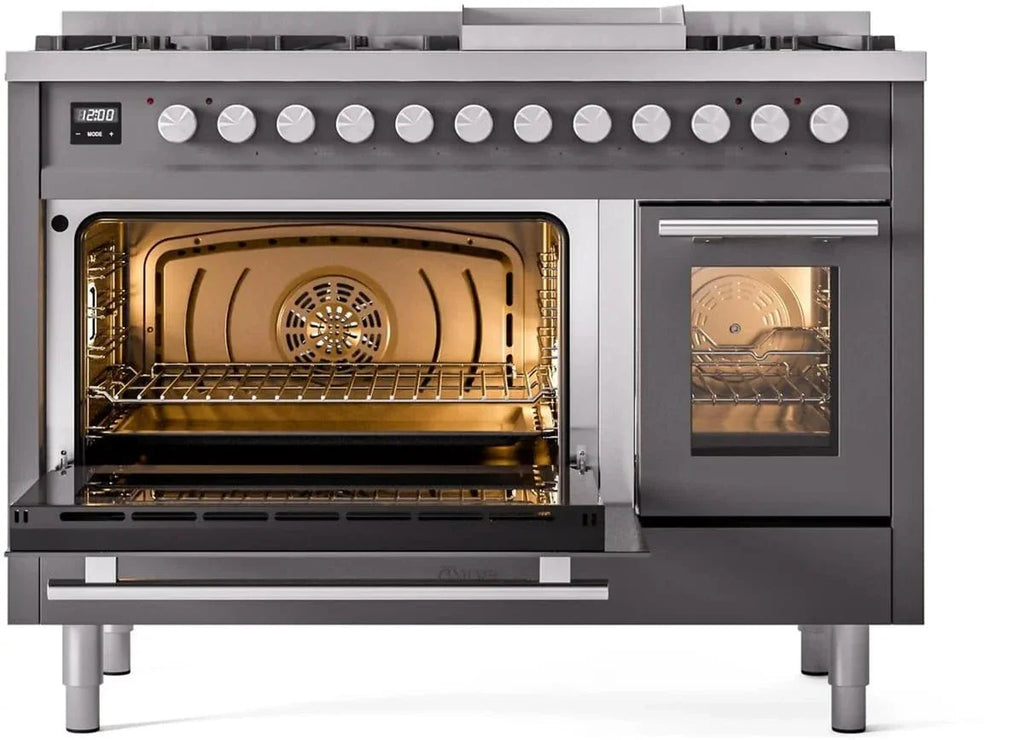 ILVE Professional Plus II 48" Dual Fuel Range in Matte Graphite UP48FWMPMG